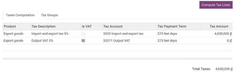 Viindoo Foreign Trade manage foreign trade taxes and tax payment deadline